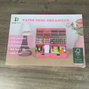 Desk Organizer, Pencil Organizer with 14 Compartments & 2 Drawers, Ultra-large